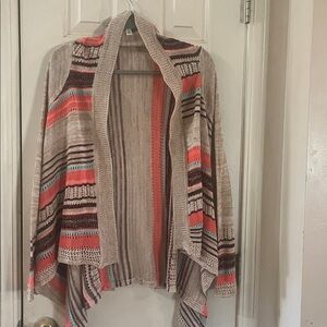 Striped Open Front Cardigan